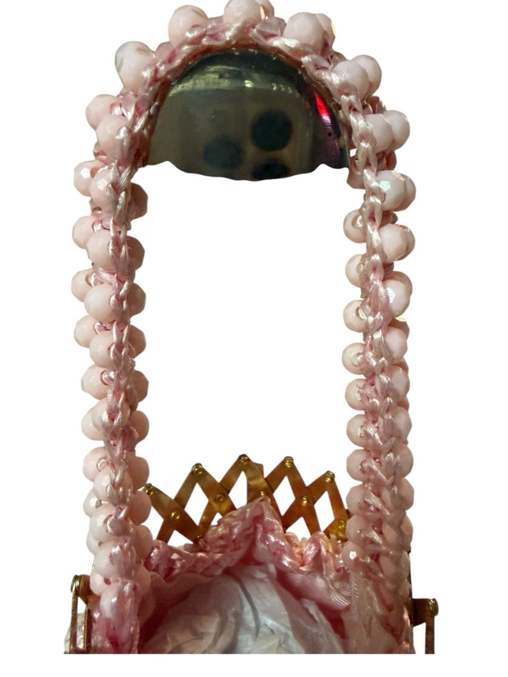 Vintage 1950s La Regale Pink Beaded Gate Top Purse - Very Good Used Condition - Picture 6 of 14